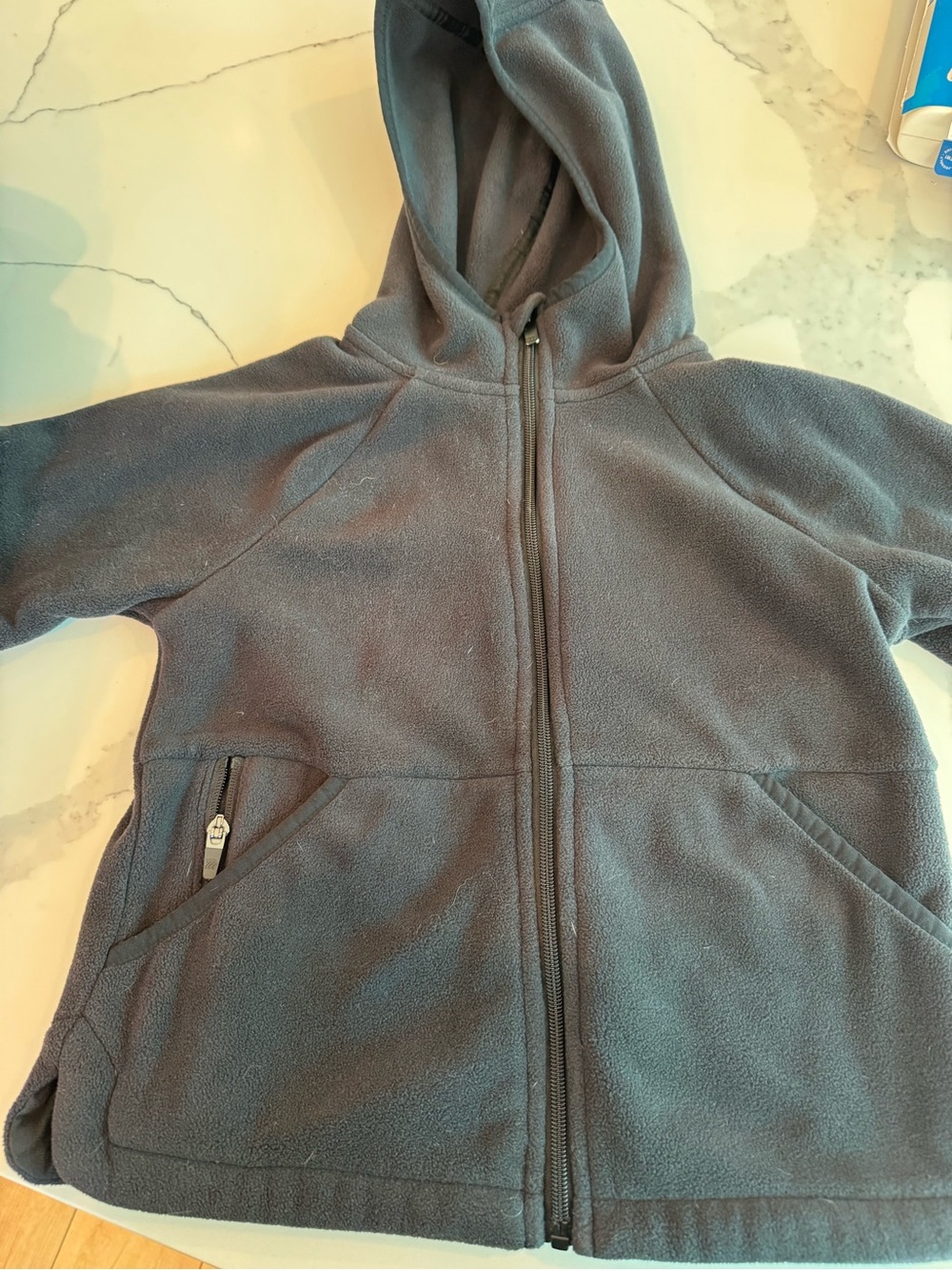 all in motion Kids' black Fleece Hooded Zip Jacket